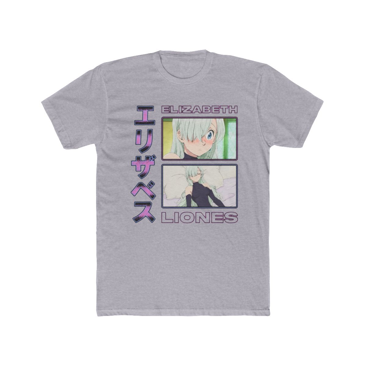 Seven Deadly Sins New Adult T Shirt - Elizabeth Liones Boxed Images along Kanji | The Seven Deadly Sins