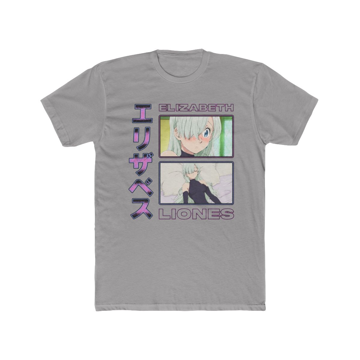 Seven Deadly Sins New Adult T Shirt - Elizabeth Liones Boxed Images along Kanji | The Seven Deadly Sins - Official T-Shirts merchandise