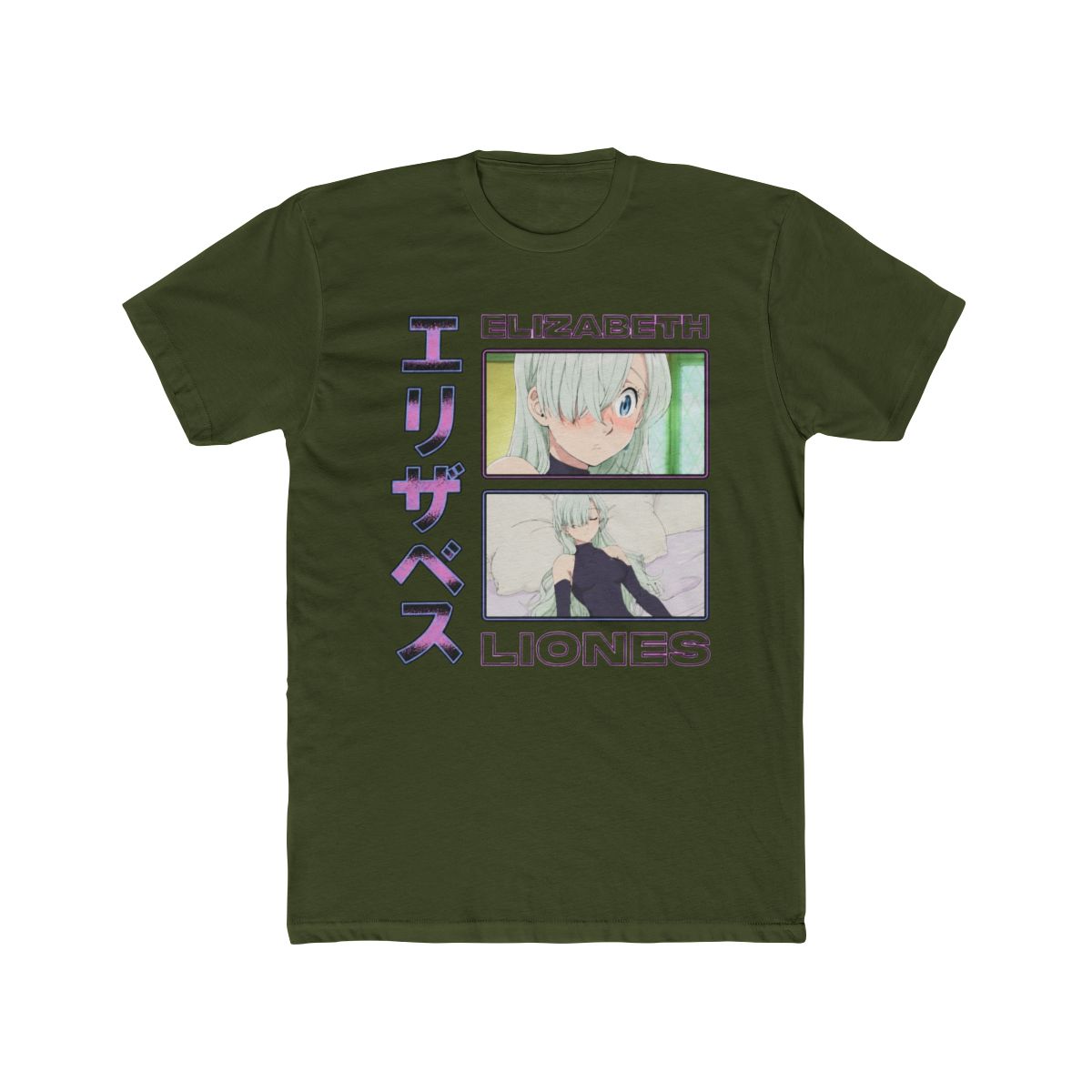 Seven Deadly Sins New Adult T Shirt - Elizabeth Liones Boxed Images along Kanji | The Seven Deadly Sins - alternate angle 4, merchandise